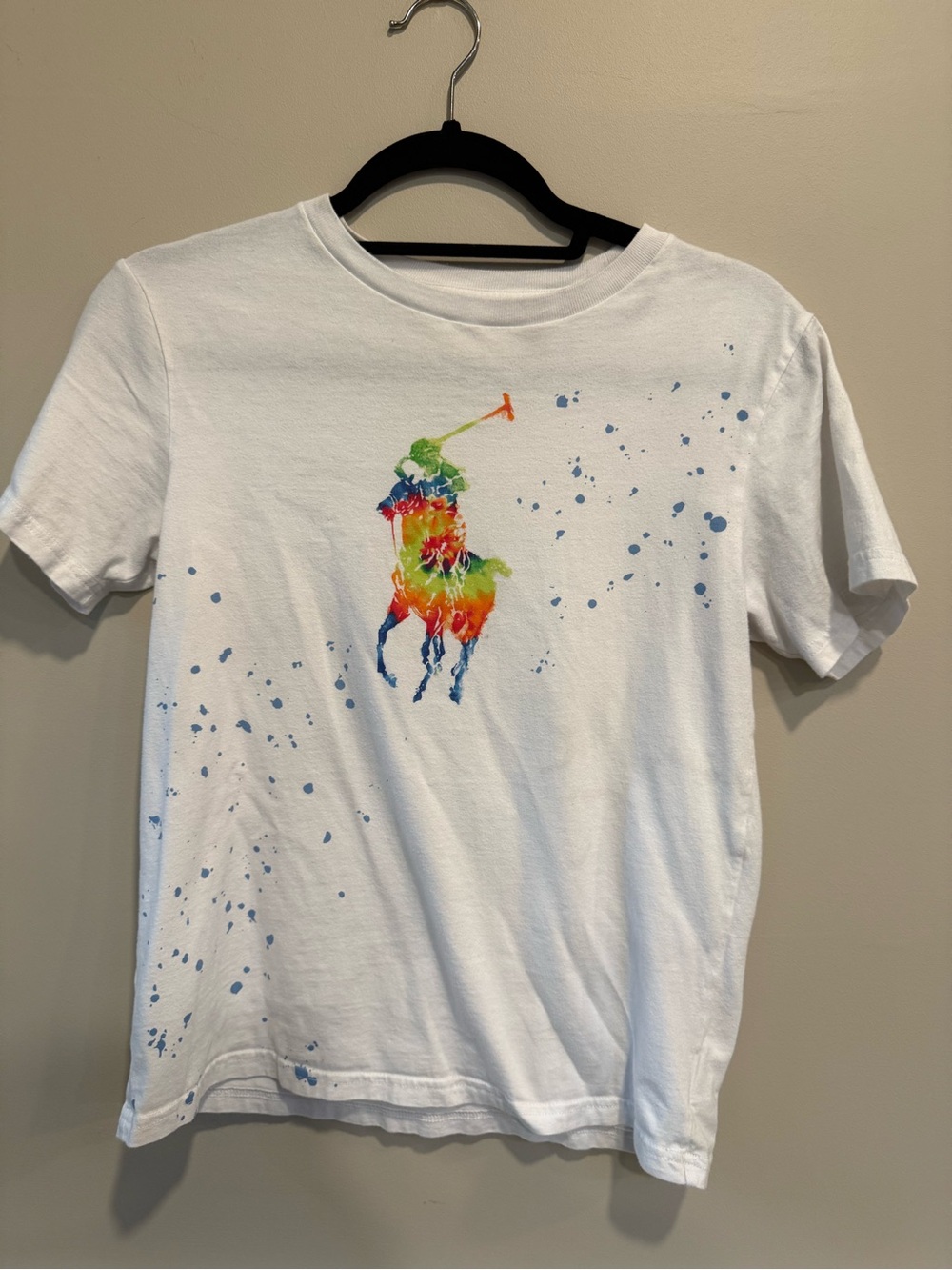 Polo by Ralph Lauren White Tee with Rainbow Polo Player Graphic